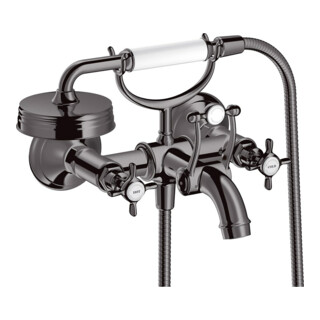 hansgrohe Mitigeur évier à deux poignées Axor Montreux AP, bec 224 mm, poignées croisillon, bleu poli