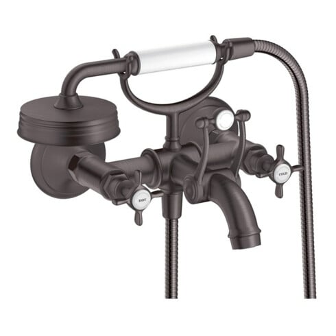 hansgrohe Mitigeur évier à deux poignées Axor Montreux AP, H 224 mm, avec poignées croisées, brossé bleu vc