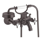 hansgrohe Mitigeur évier à deux poignées Axor Montreux AP, H 224 mm, avec poignées croisées, brossé bleu vc