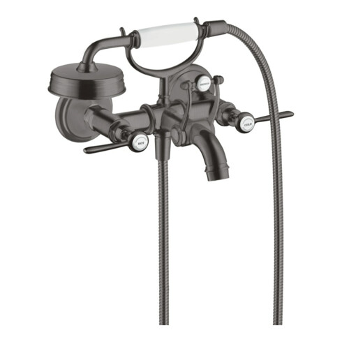 hansgrohe Mitigeur évier à deux poignées Axor Montreux AP, H 224 mm, levier, brossé bleu vc