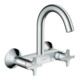 hansgrohe Mitigeur évier à deux poignées Logis M32 mural, bec haut, 1 jet, chrome-1
