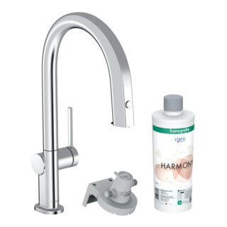hansgrohe Mitigeur évier Aqittura M91 avec bec extractible, 1 jet, set de démarrage, chrome