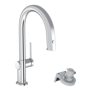 hansgrohe Mitigeur évier Aqittura M91 avec bec extractible, sans filtre, 1jet, chrome