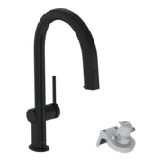 hansgrohe Mitigeur évier Aqittura M91 avec bec, sans filtre, 1 jet, sBox, noir mat