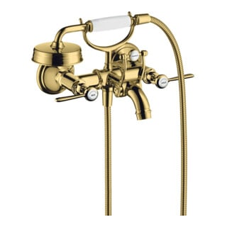 hansgrohe Mitigeur évier deux poignées Axor Montreux AP, H 224 mm, levier, opt. or poli