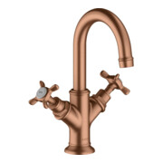 hansgrohe Mitigeur lavabo 2 poignées 160 Axor Montreux brossé or rouge avec tirette et bouton de vidage, pour eau chaude