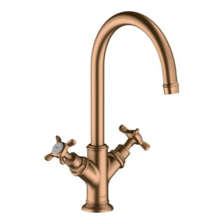 hansgrohe Mitigeur lavabo 2 poignées 210 Axor Montreux A 175 mm, m KrG, sans vidage, bronze brossé