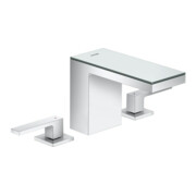 hansgrohe Mitigeur lavabo 3 trous 110 Axor MyEdition A 150mm, avec bouton-poussoir, avec plaque, chrome/verre miroir