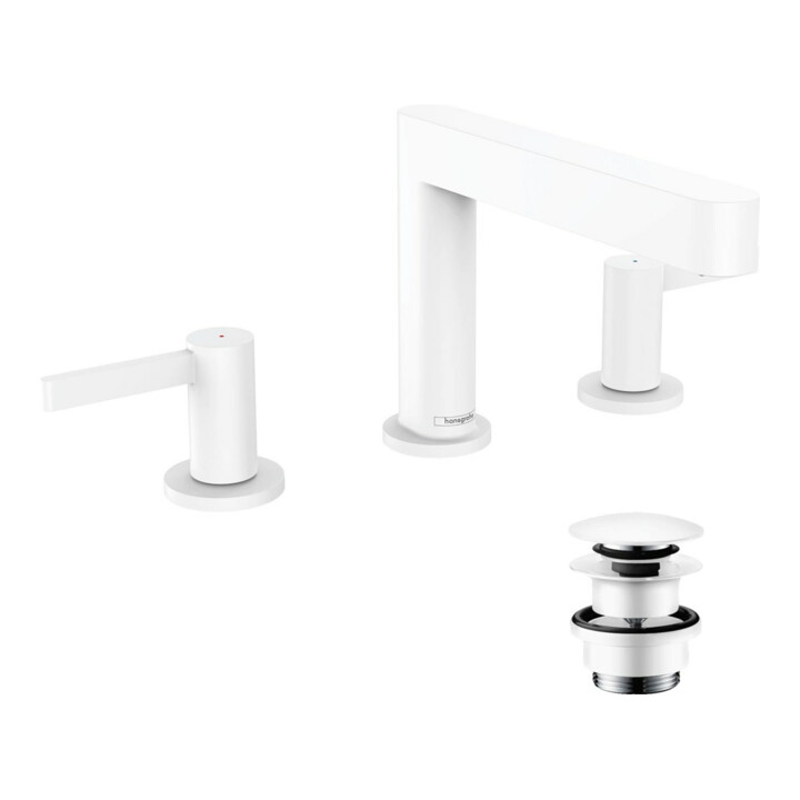 hansgrohe Mitigeur lavabo 3 trous 110 Finoris avec vidage push-open, blanc mat