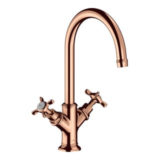 hansgrohe Mitigeur lavabo à deux poignées 210 Axor Montreux A 175 mm, avec vidage, poli or rouge
