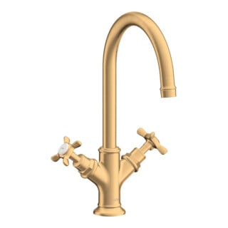 hansgrohe Mitigeur lavabo à deux poignées 210 Axor Montreux A 175 mm, céramique, tirette, brossé