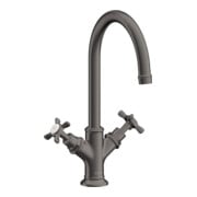 hansgrohe Mitigeur lavabo à deux poignées 210 Axor Montreux A 175 mm, chromé, avec tirette, bleu