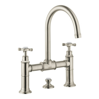 hansgrohe Mitigeur lavabo à deux poignées 220 Axor Montreux A 175 mm, avec croix, tirette, chromé mat