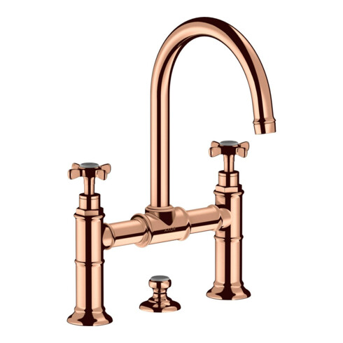 hansgrohe Mitigeur lavabo à deux poignées 220 Axor Montreux A 175 mm, avec croix, tirette, pour robinetterie