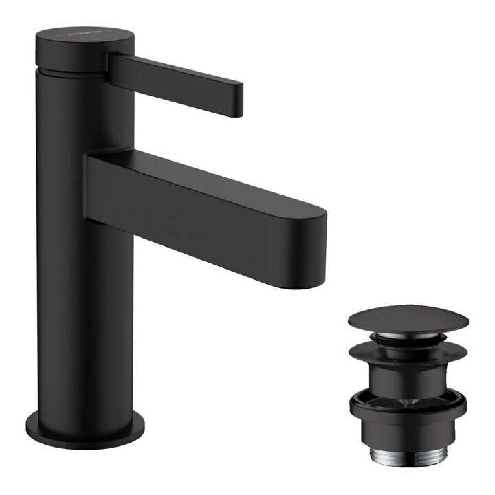 hansgrohe Mitigeur lavabo monocommande 100 Finoris avec vidage Push-Open, noir mat