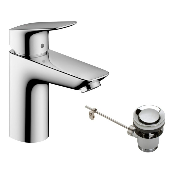 hansgrohe Mitigeur lavabo monocommande 100 Logis avec vidage à tige métal, chrome