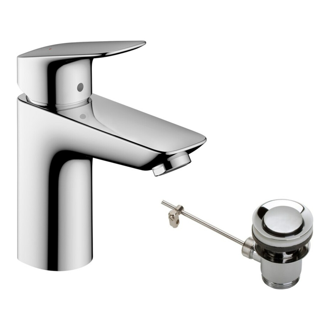 hansgrohe Mitigeur lavabo monocommande 100 Logis avec vidage à tige métal, chrome