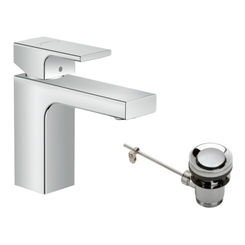 hansgrohe Mitigeur lavabo monocommande 100 Vernis Shape avec vidage à tige métal, chrome
