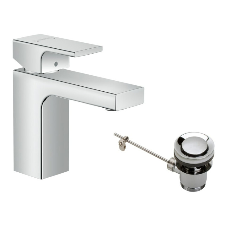 hansgrohe Mitigeur lavabo monocommande 100 Vernis Shape avec vidage à tige métal, chrome
