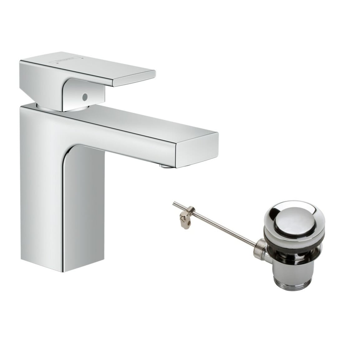 hansgrohe Mitigeur lavabo monocommande 100 Vernis Shape avec vidage à tige métal, chrome
