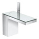 hansgrohe Mitigeur lavabo monocommande 110 Axor MyEdition A 150mm, avec vidage poussoir, avec plaque, chrome/verre satiné-3