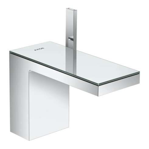 hansgrohe Mitigeur lavabo monocommande 110 Axor MyEdition A 150mm, avec vidage poussoir, avec plaque, chrome/verre satiné