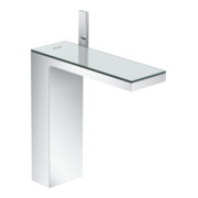 hansgrohe Mitigeur lavabo monocommande 230 Axor MyEdition A 196 mm, avec vidage poussoir, avec plaque, chrome/verre satiné