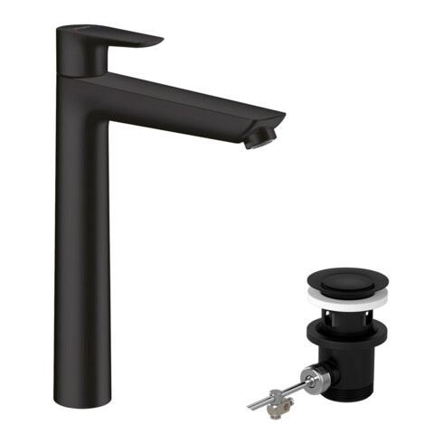 hansgrohe Mitigeur lavabo monocommande 240 Talis E avec garniture de vidage à tirette, noir mat