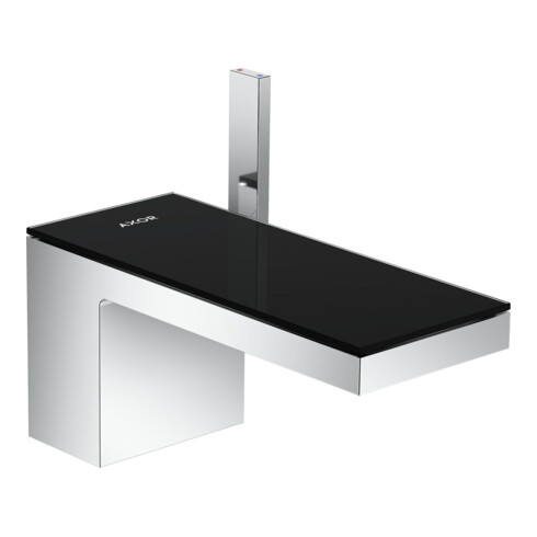 hansgrohe Mitigeur lavabo monocommande 70 Axor MyEdition A 151 mm, poussoir, chrome/verre mat