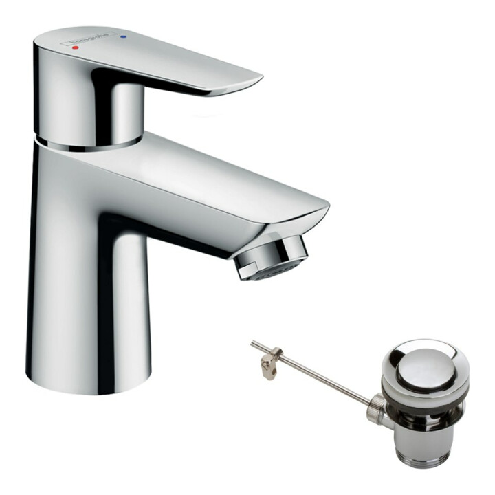 hansgrohe Mitigeur lavabo monocommande 80 Talis E ND, pour eau froide/chaude, avec vidage à tirette, chrome