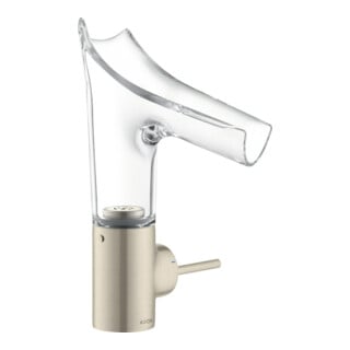 hansgrohe Mitigeur lavabo monocommande Axor Starck V 140 mm verre, sans garniture, inox brossé
