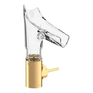 hansgrohe Mitigeur lavabo monocommande Axor Starck V 140 mm verre, vidage non fourni, bec facetté, chrome brillant