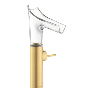 hansgrohe Mitigeur lavabo monocommande Axor Starck V 220 mm verre, ensemble vidage non fourni, optique or brossé