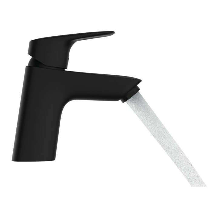 hansgrohe Mitigeur lavabo monocommande Logis KS, tirette, avec vidage, A 107 mm, noir mat