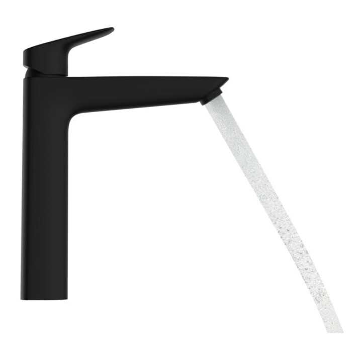 hansgrohe Mitigeur lavabo monocommande Logis KS tirette, sans vidage, A 166 mm, noir mat
