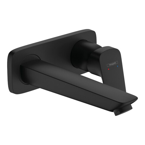 hansgrohe Mitigeur lavabo monocommande Logis mat-noir, encastré, pour montage mural, bec 195 mm