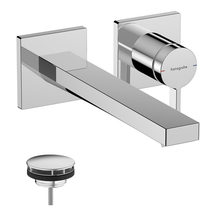 hansgrohe Mitigeur lavabo monocommande Tecturis E 225mm, encastré, mural, chrome