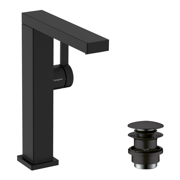 hansgrohe Mitigeur lavabo monocommande Tecturis E avec bec pivotant + vidage poussoir, mat noir