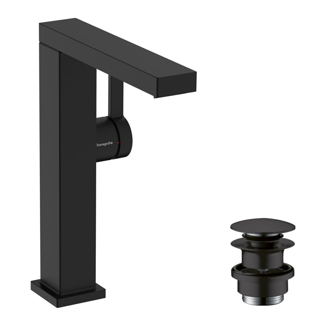 hansgrohe Mitigeur lavabo monocommande Tecturis E avec bec pivotant + vidage poussoir, mat noir
