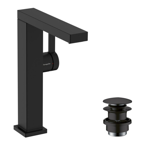 hansgrohe Mitigeur lavabo monocommande Tecturis E avec bec pivotant + vidage poussoir, mat noir