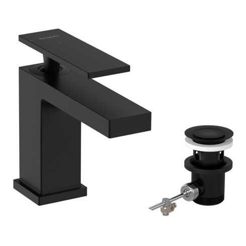 hansgrohe Mitigeur lavabo monocommande Tecturis E, bec 122 mm, avec vidage à tirette, mat noir
