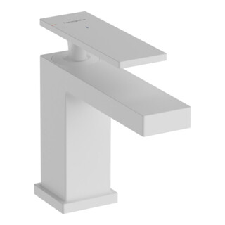 hansgrohe Mitigeur lavabo monocommande Tecturis E, bec 122 mm, tirette, blanc mat