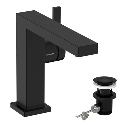 hansgrohe Mitigeur lavabo monocommande Tecturis E, bec 155 mm, avec vidage à tirette, mat noir