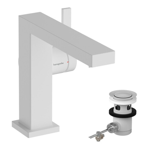 hansgrohe Mitigeur lavabo monocommande Tecturis E bec 155 mm, avec vidage tirant, blanc mat
