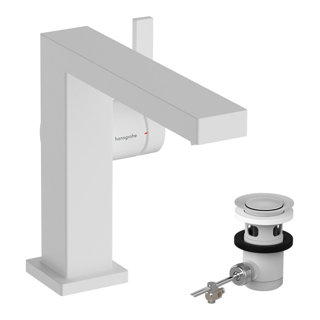 hansgrohe Mitigeur lavabo monocommande Tecturis E bec 155 mm, avec vidage tirant, blanc mat
