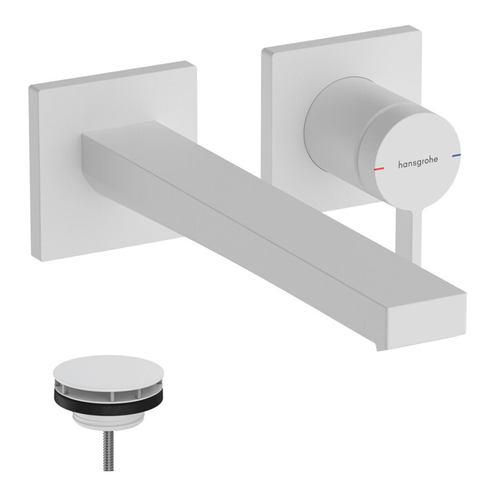 hansgrohe Mitigeur lavabo monocommande Tecturis E bec 225 mm, encastré, mural, blanc mat