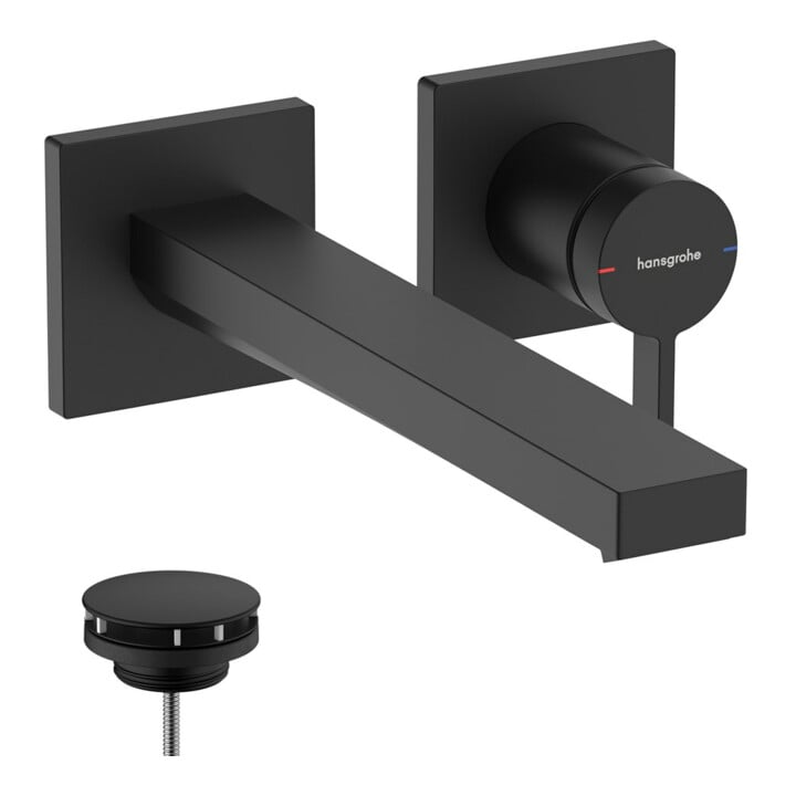 hansgrohe Mitigeur lavabo monocommande Tecturis E bec 225 mm, encastré, mural, mat noir
