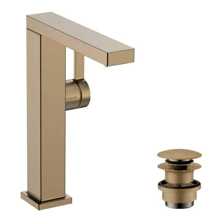 hansgrohe Mitigeur lavabo monocommande Tecturis E m avec bec pivotant + vidage poussoir, bronze brossé