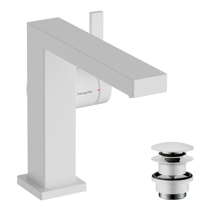 hansgrohe Mitigeur lavabo monocommande Tecturis E sort. 155 mm, avec vidage push-open, blanc mat