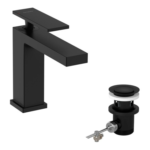 hansgrohe Mitigeur lavabo monocommande Tecturis E, sortie 144 mm, avec vidage à tirette, noir mat
